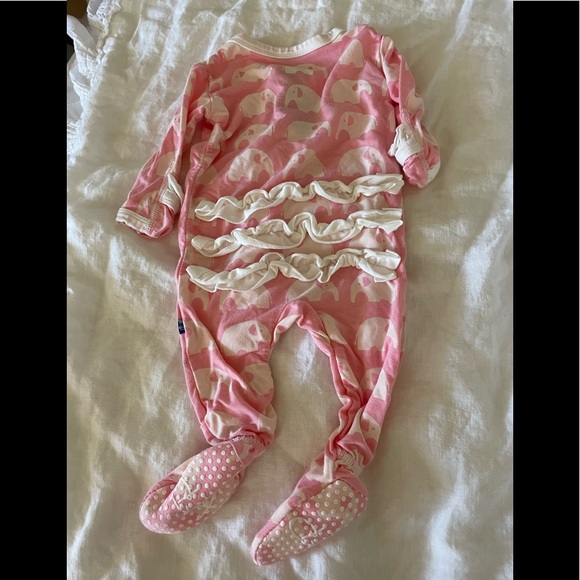Kickee Pants pink elephant one piece 0-3 months - Picture 3 of 11